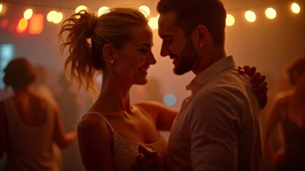 Couple dancing salsa in close frame with focused expressions and professional technique